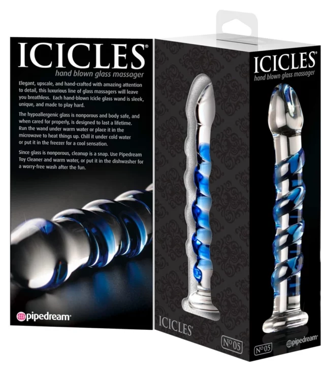 Icicles - Zakrzywione Szklane Dildo Z Wypustkami