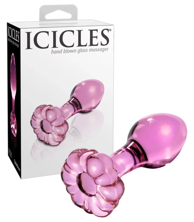 Icicles - Szklany Korek Analny Z Zatyczką W Kształcie Kwiatu