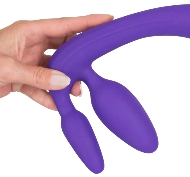 Strapless Strap-On - Dildo Do Dzikich Gier Z 3 Wtyczkami Fioletowy