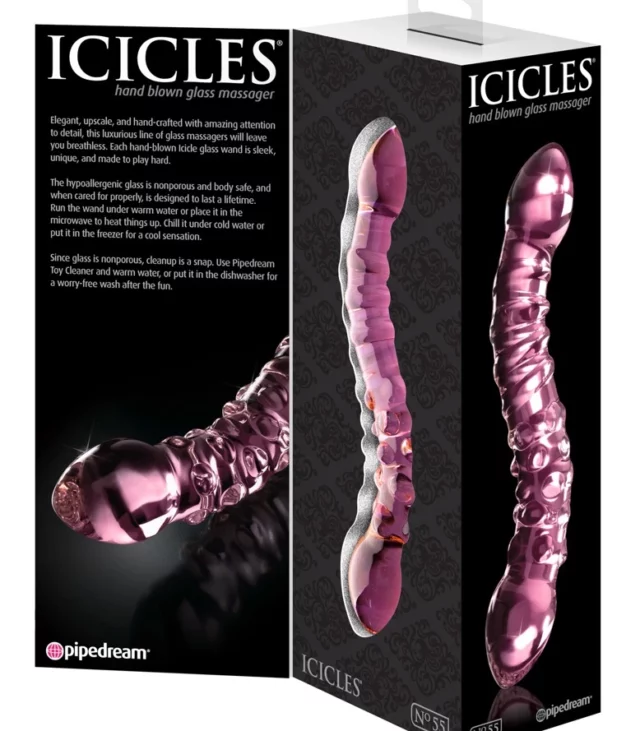 Icicles - Podwójne Szklane Dildo Z Wypustkami