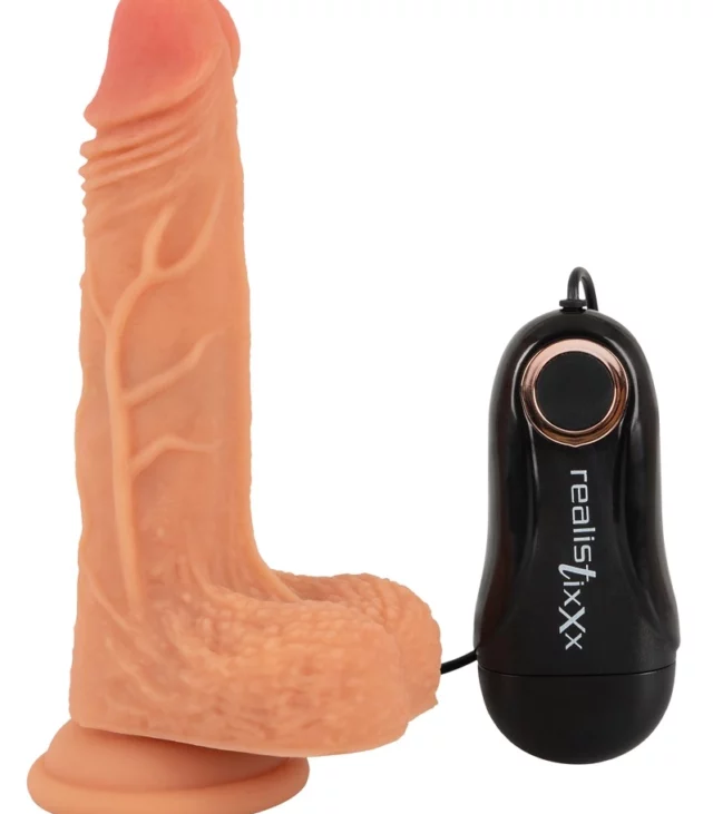 Realistixxx - Naturalny Wibrator Z Żyłami Żołędziem I Pilotem 18.6cm