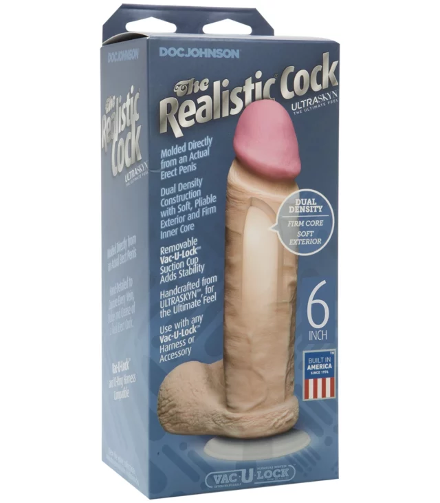 Doc Johnson - Dildo z jądrami i przyssawką Ultraskyn 16 cm