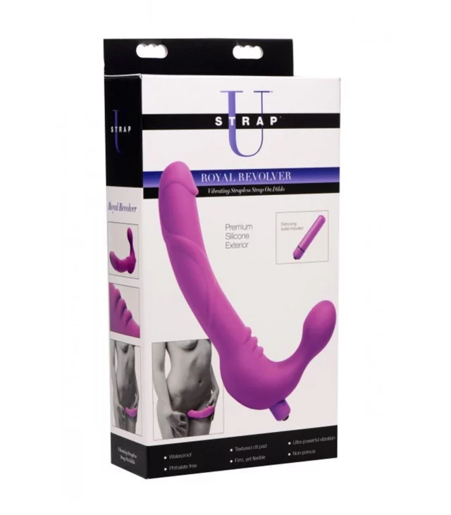 XR Brands - Potrójne, wibrujące, silikonowe dildo bez paska Royal