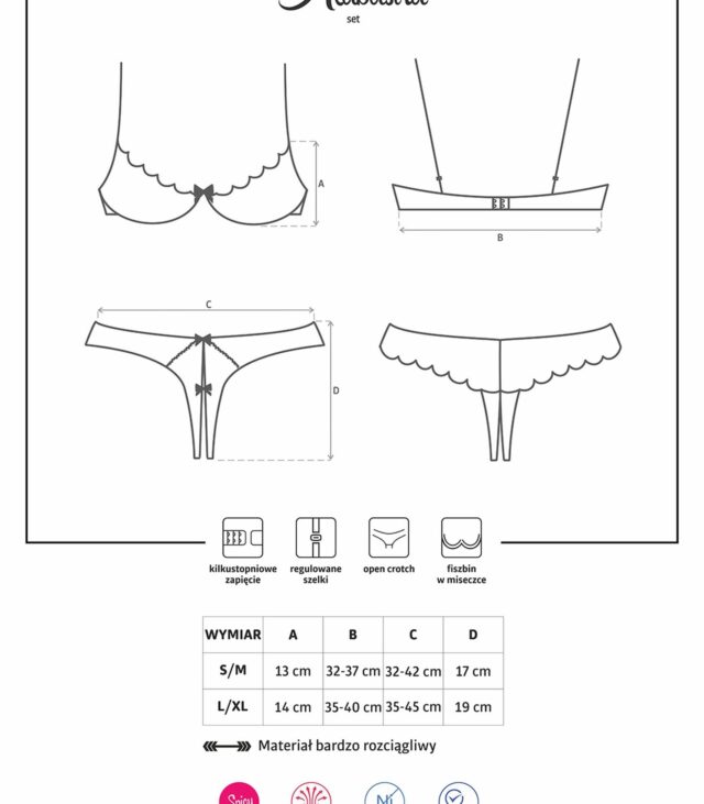 Komplet otwarte stringi biustonosz obsessive s/m